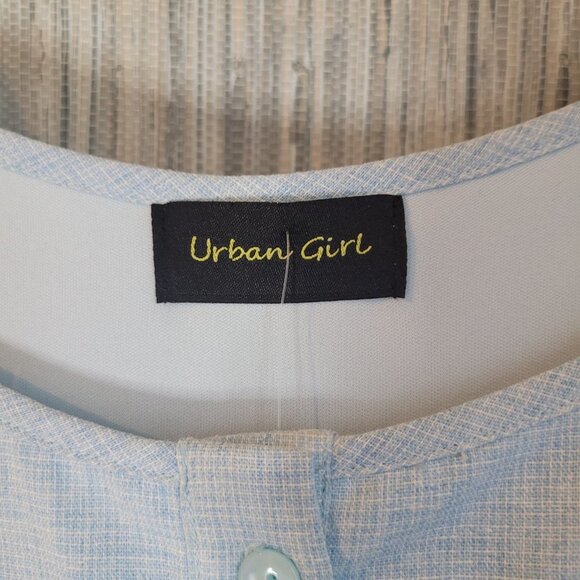 NWT Womens Midi Dress Strappy Button Up Round Neck Chambray Blue Size Small - Picture 5 of 10